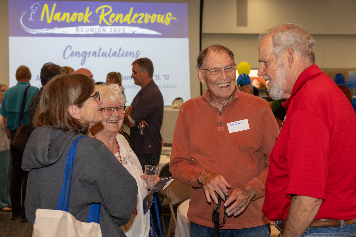 UAF Alumni gather in the Regents' Great Hall on the UAF campus for the Annual Nanook Rendezvous Alumni Reunion Reception and Alumni Awards Thursday, evening, July 13, 2023.