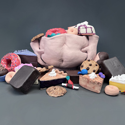 Ode to the Desserts I Didn't Eat in Public, ceramic sculpture by Xochitl Harbison. Image courtesy of the artist
