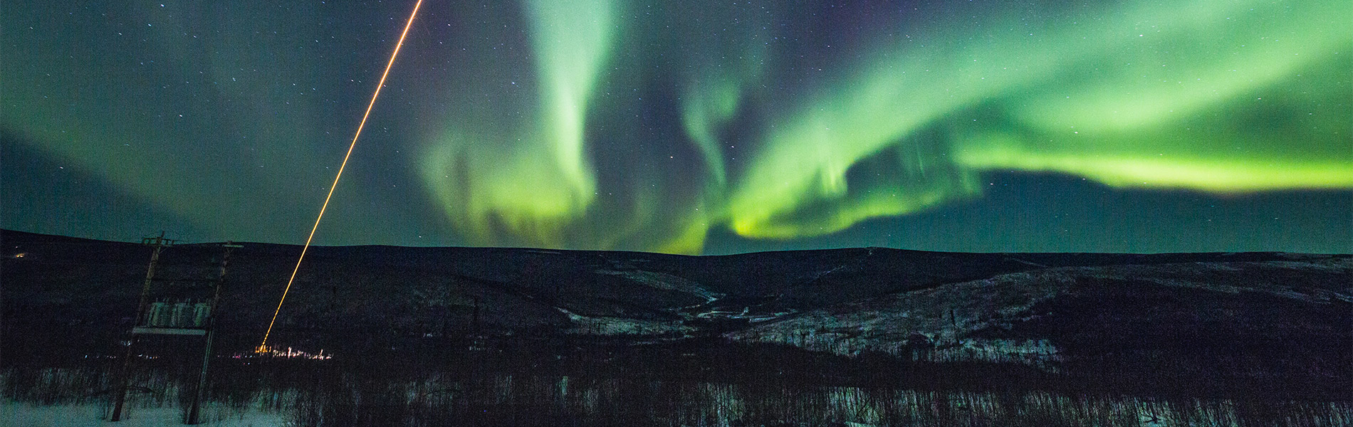 The aurora borealis over Poker Flats Rocket Range