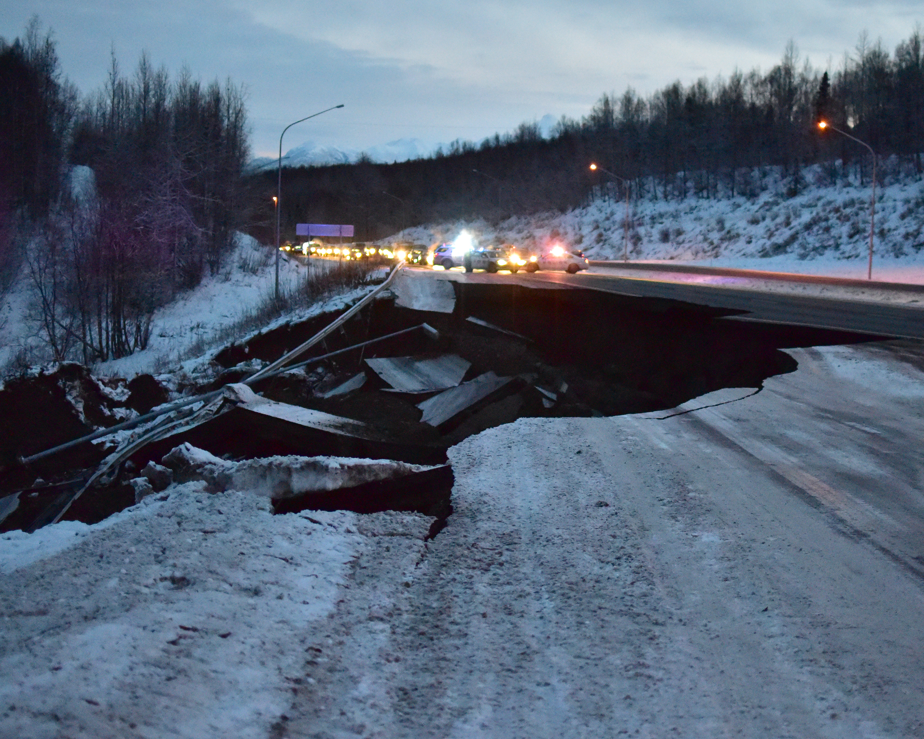 A stretch of the Glenn Highway north of Anchorage sustained severe damage during the Nov. 30 earthquake. iStock photo