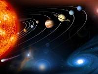 Illustration of the Sun and planets in the Solar System.