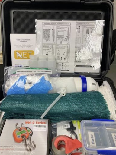 A test kit full of supplies