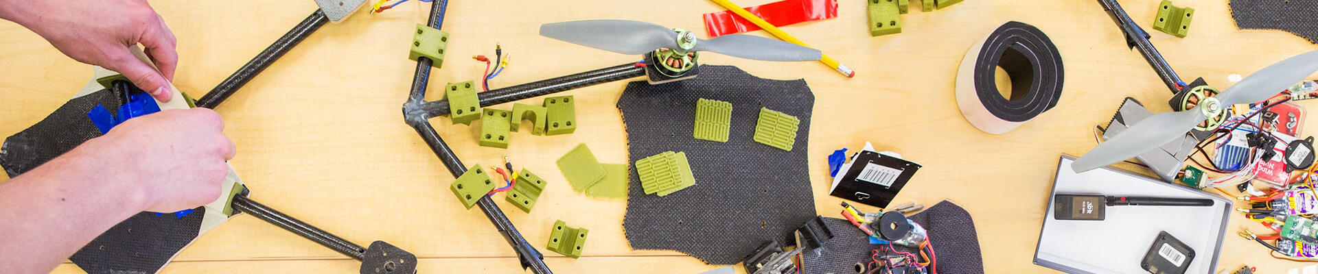 student building drone
