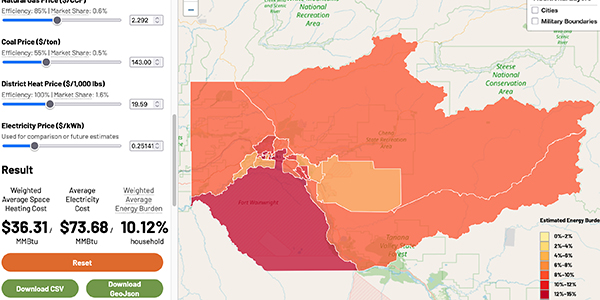 A screenshot of the energy burden estimator