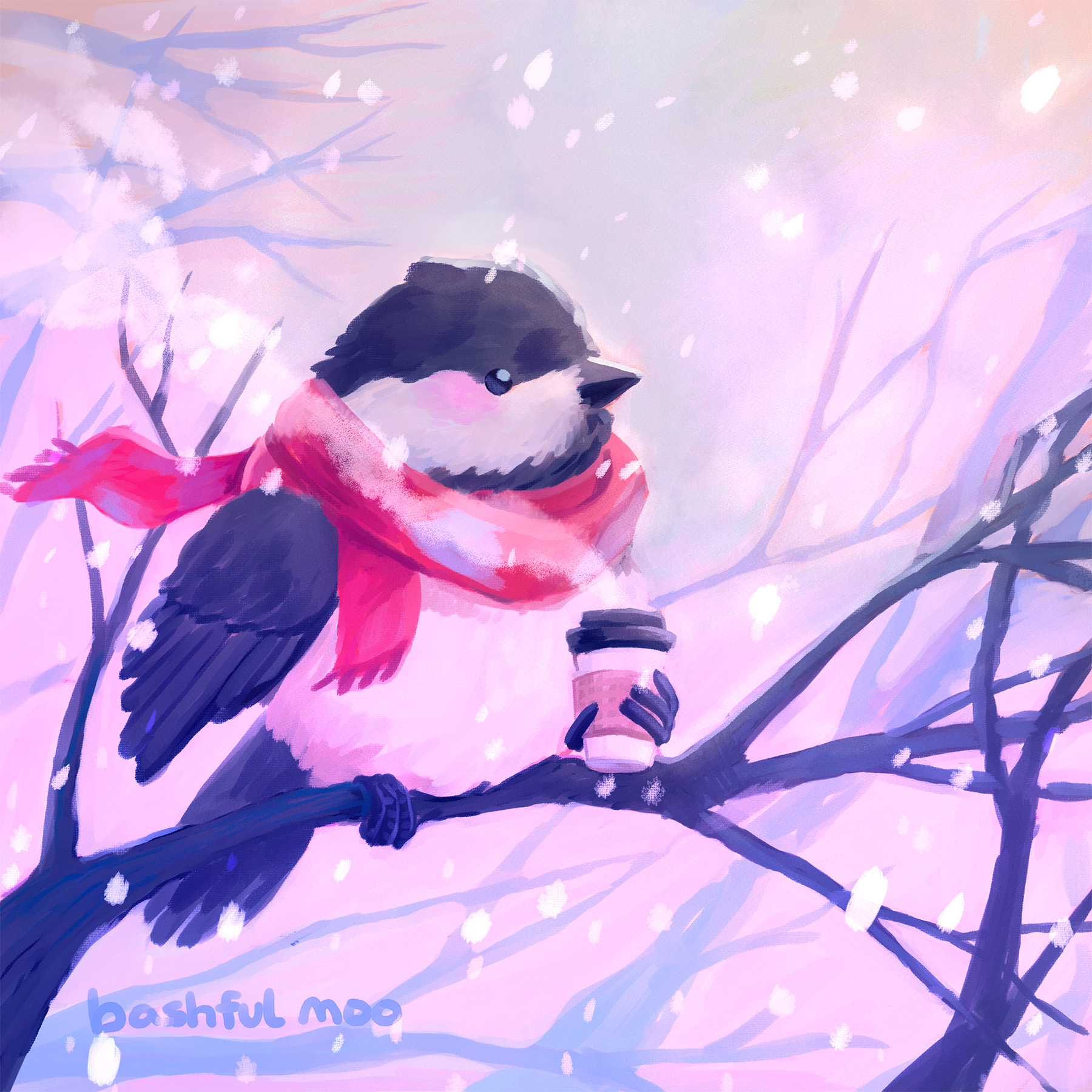 A digital painting of a bird
