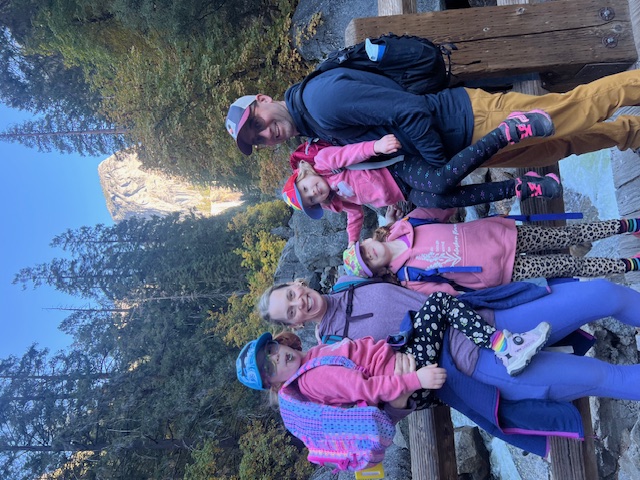 A family poses for a photo