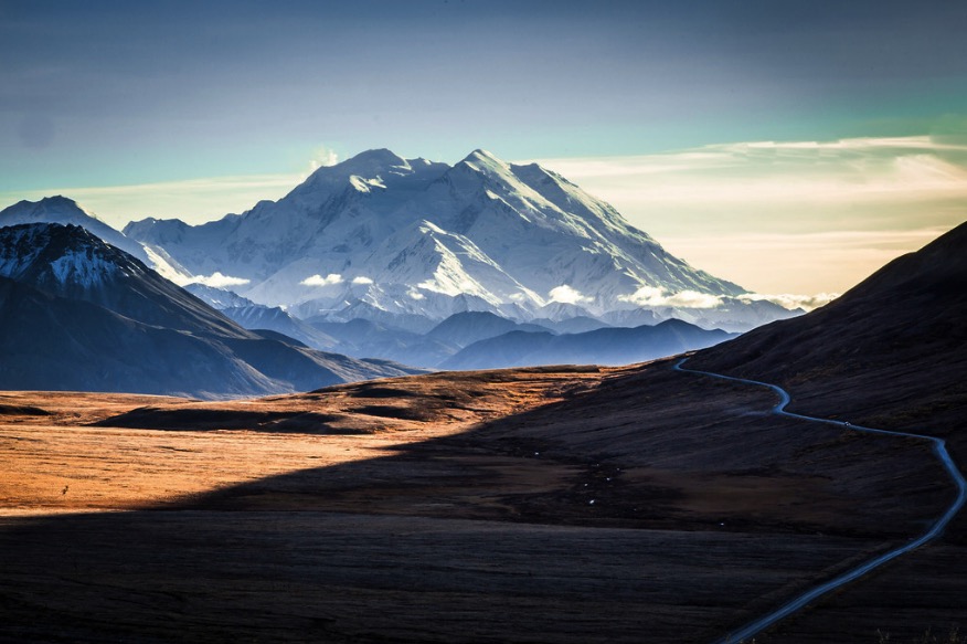 Denali rising over Denali National Park in autumn