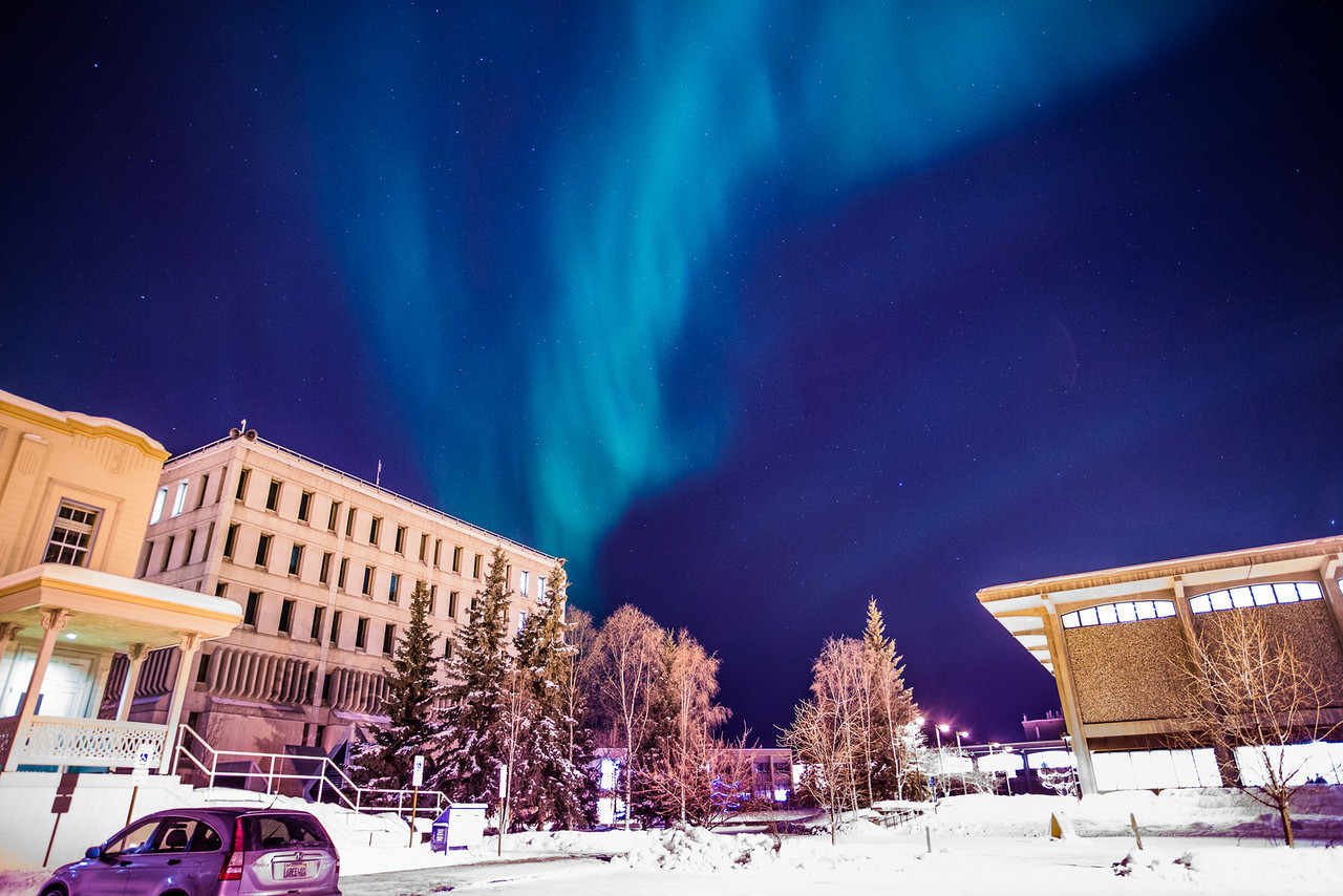Aurora over campus
