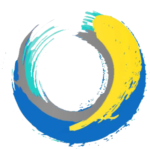 NDAC logo - blue, gold, grey and teal paintbrush strokes in a circular pattern