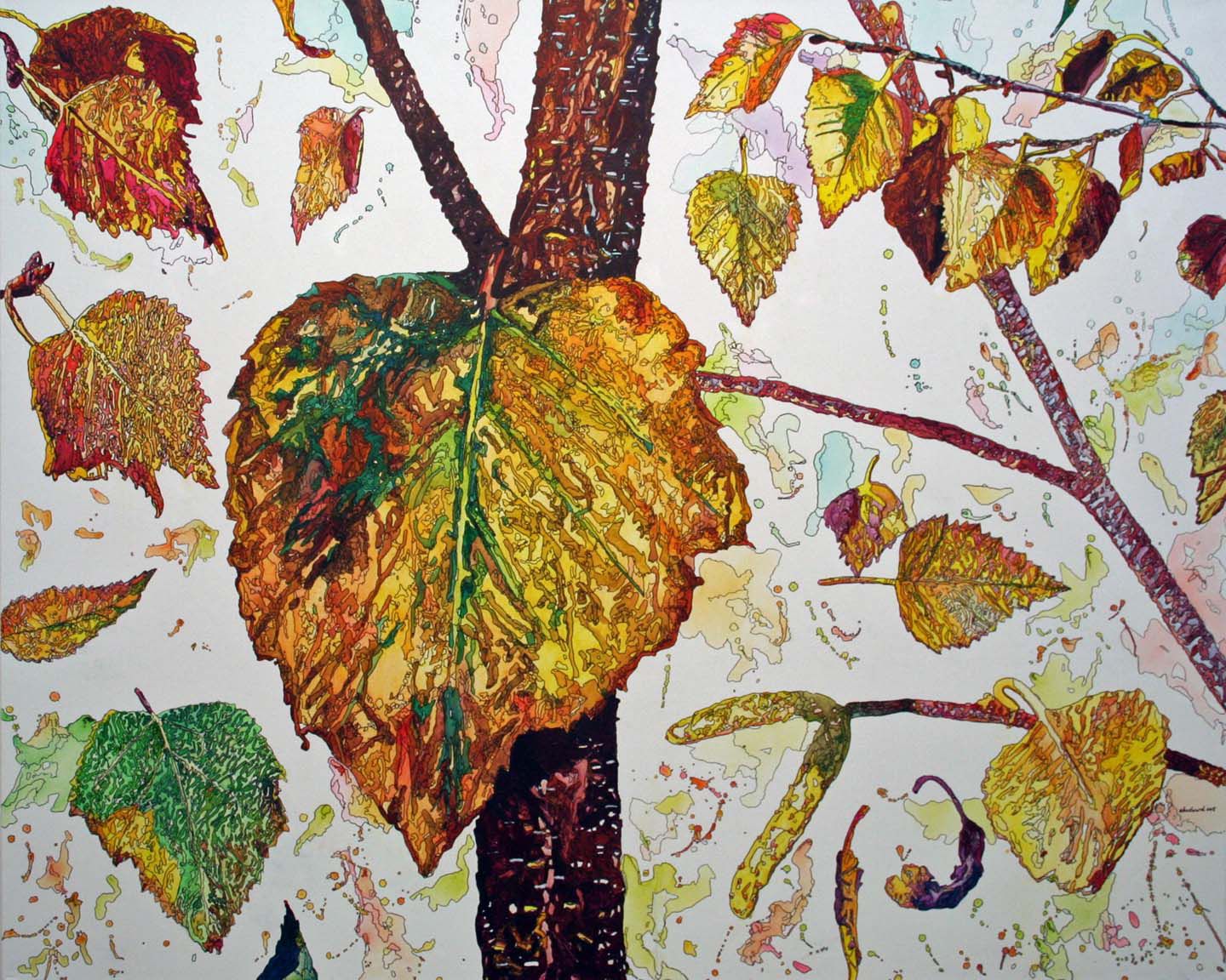 Painting of birch trees in fall