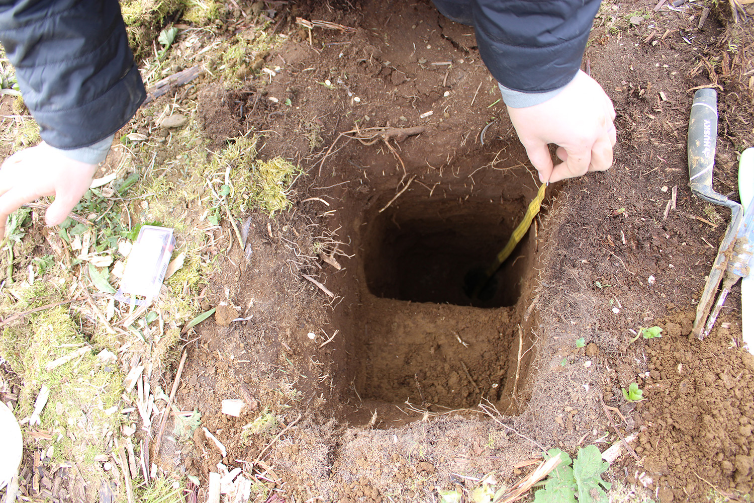 Dug out soil pit