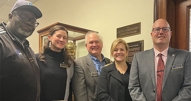 2023 legislative advocates, UAF Alumni Darryl Lewis, Sr., Marybeth Loewen, Tom Brice, Meadow Riedel, and Forrest Kuiper.
