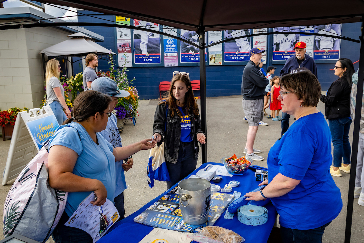 UAF alumni, staff and students attend the 2023 Nanook Night at Growden Field for the Alaska Goldpanner's July 14th match-up against the California Halos. The Goldpanners finished with an 8-3 win over the Halos to seal off the evening for the home crowd.