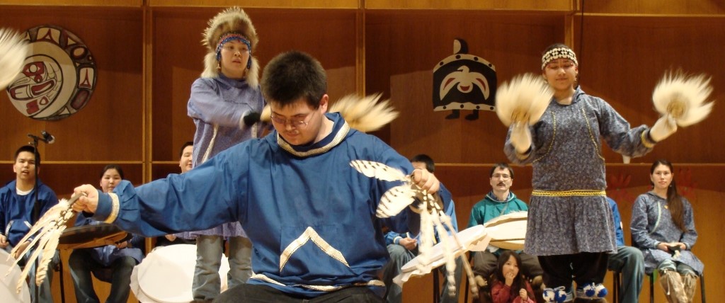 UAF ANSEP Student performs in the festival of native arts at the great hall