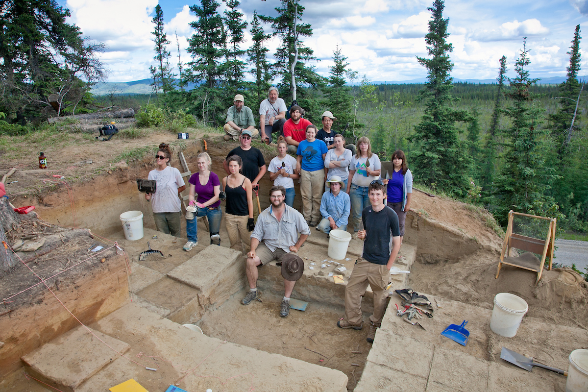 Students from UAF and elsewhere work to find bones and artifacts during an archeaological field camp at a dig site near Delta Junction. | UAF Photo by Todd Paris