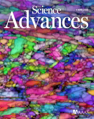Colorful cover of Science Advances magazine, Issue 22