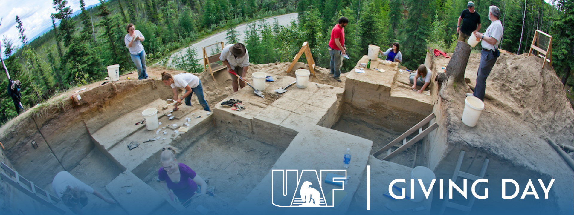 Anthropology faculty and students at a dig site in 2014. UAF Photo