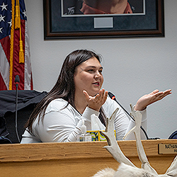 Person behind a desk