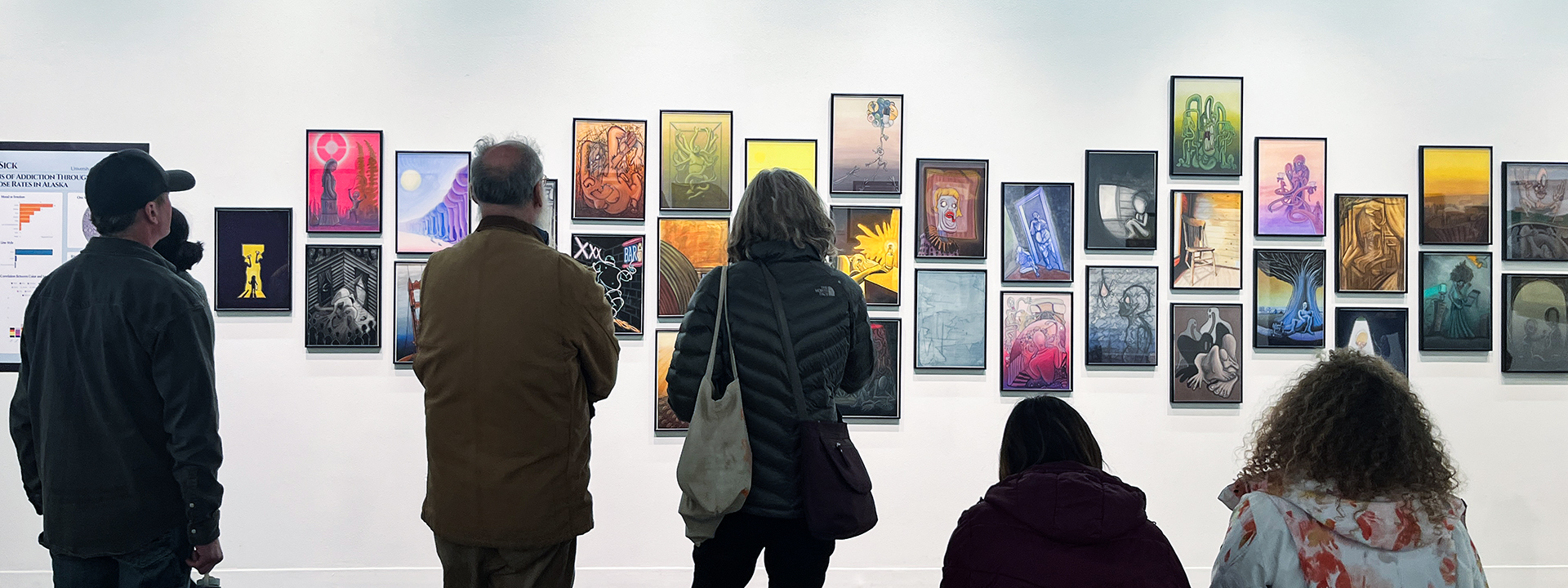 Installation shot from Kevin Carroll's 2025 BFA thesis exhibition, The Sick. Photo courtesy of the UAF Department of Art