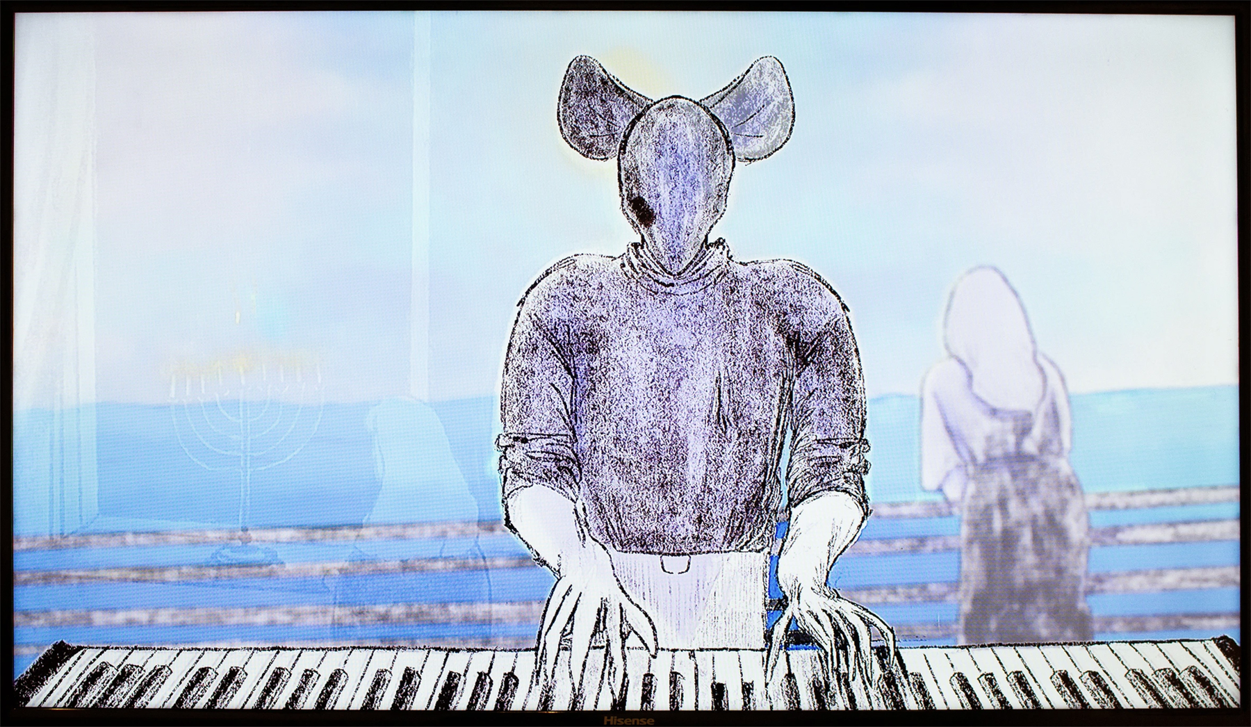 Still image from the Rotoscope and 2D animation "Time's Song" by Chana Stern, image courtesy of the artist