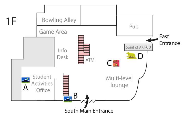 Map of Wood Center's 1st Floor
