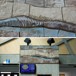 Photo of ceramic wall hanging titled Landscape