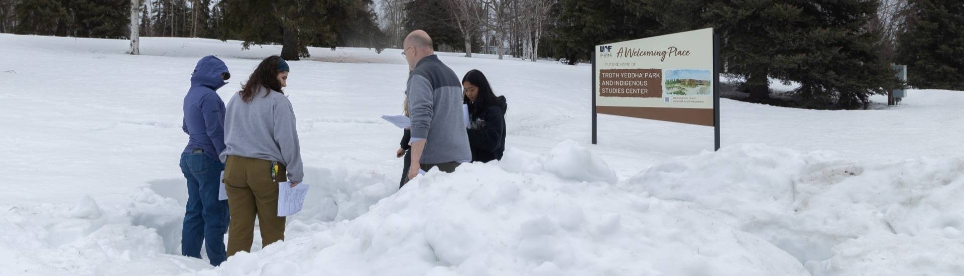 Students working on the snow lab in ATMF101X Spring 2026