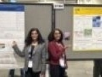 PhD students Sneha Ramakrisnan and Dishi Thomas at AGU 2025