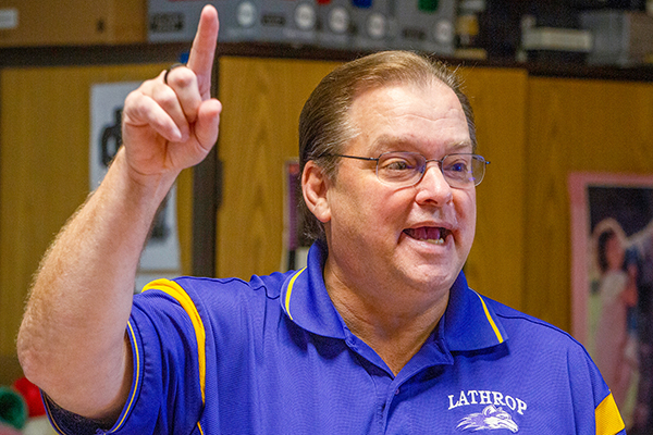 Patrick Romans teaches in his classroom at Lathrop High School in Fairbanks in September 2022. UAF photo by Eric Engman