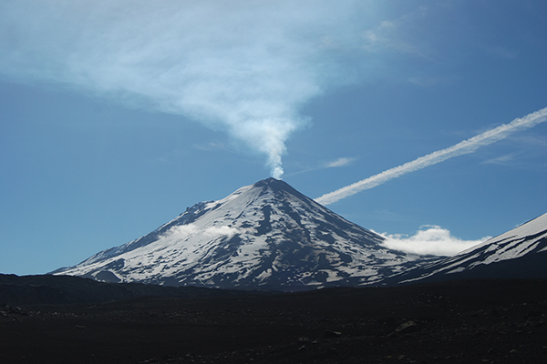 Photo by Taryn Lopez. Pavlof Volcano degasses in July 2017.