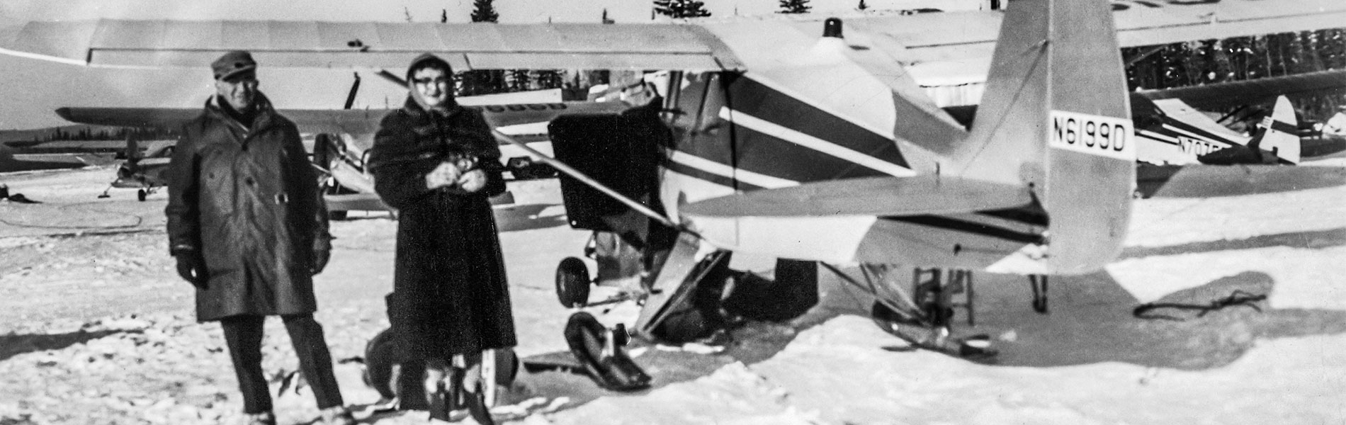 Lydia going to the bush on an airplane