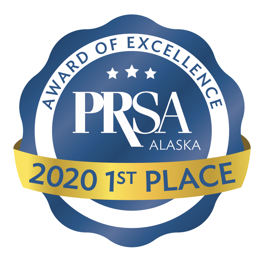 PRSA Alaska Award of Excellance 2020 1st place badge