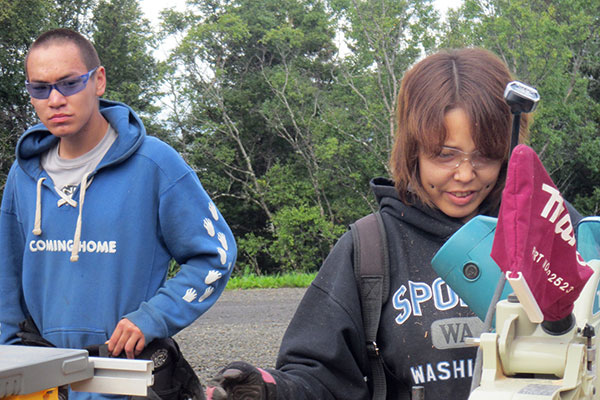 A pair of onstruction trades students