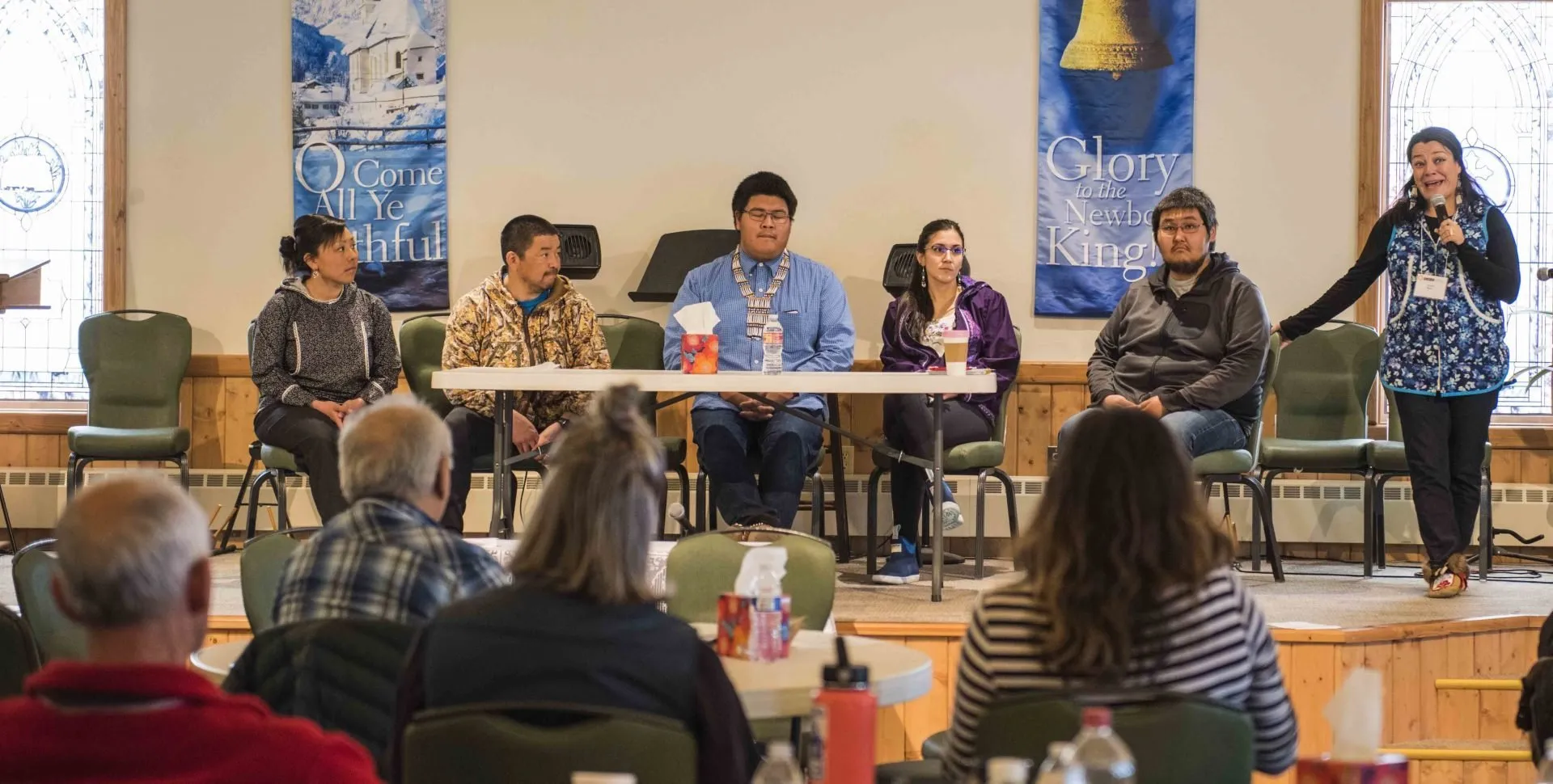 Student panel up on stage