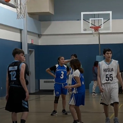 Kids playing basketball