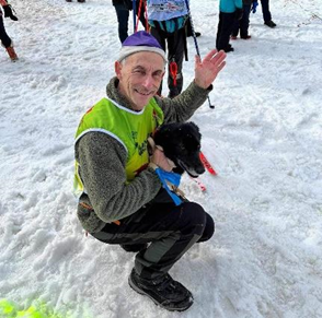 Jacques Phillip and sled dog in winter