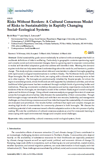 Title page of paper published in Sustainability journal.