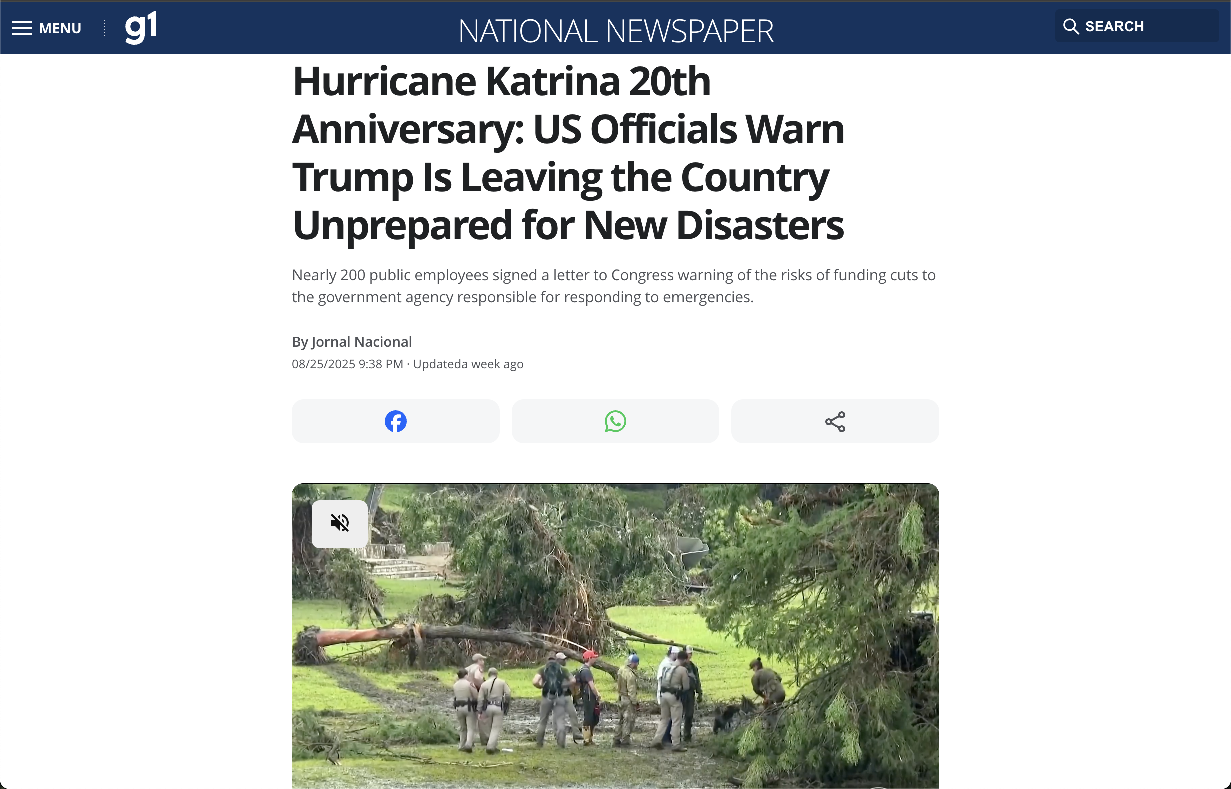 screenshot of national news article