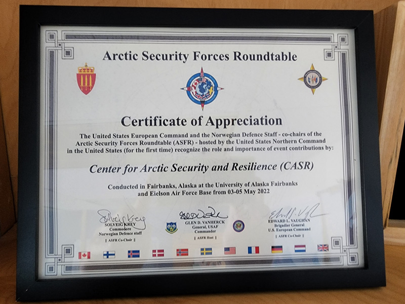 ASFR CASR Certificate of Appreciation