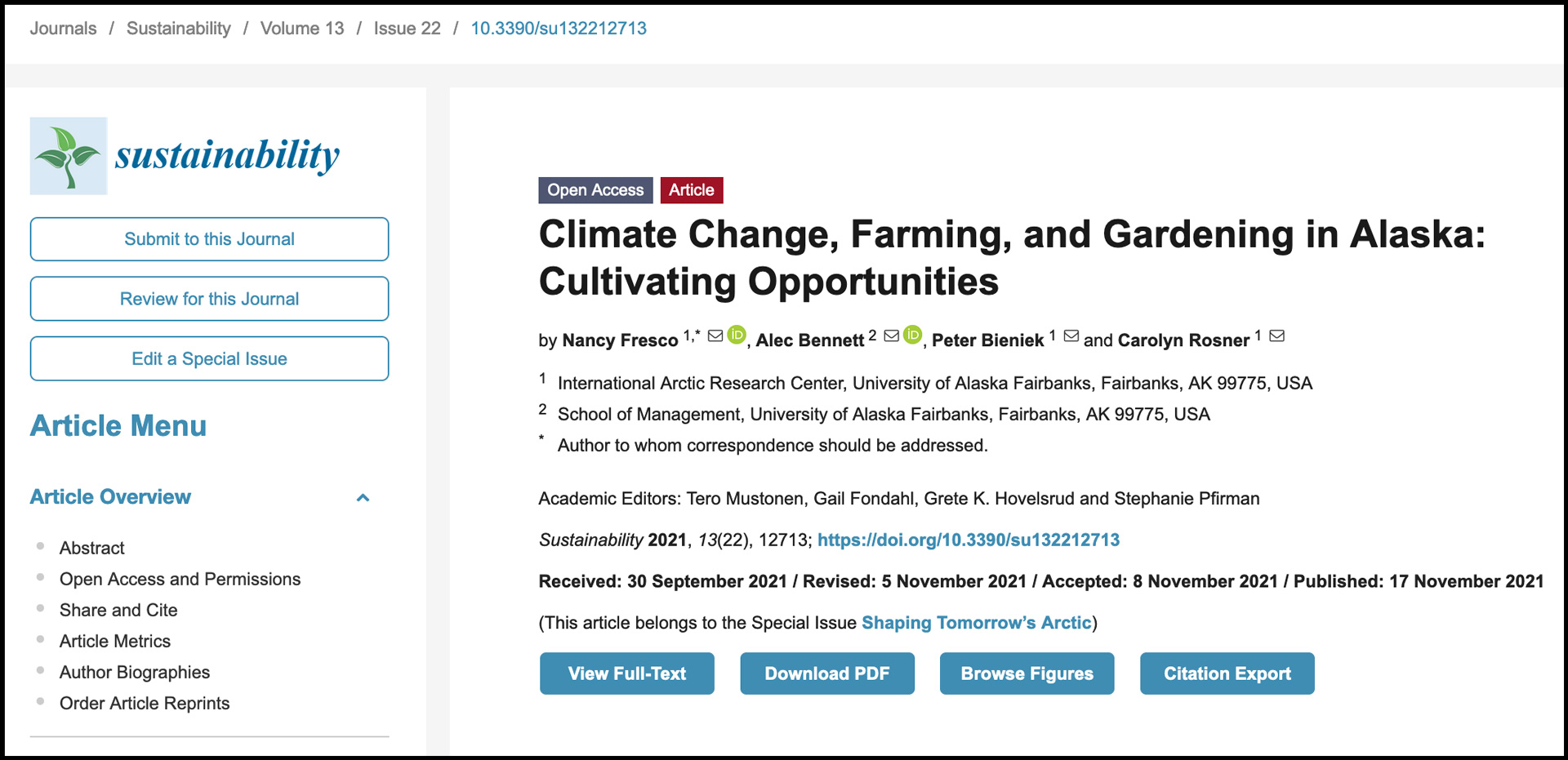 Article - Climate Change and AK Agriculture