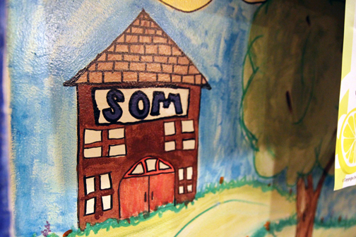 Decorations on the lemonade booth set up at the Rotary meeting.