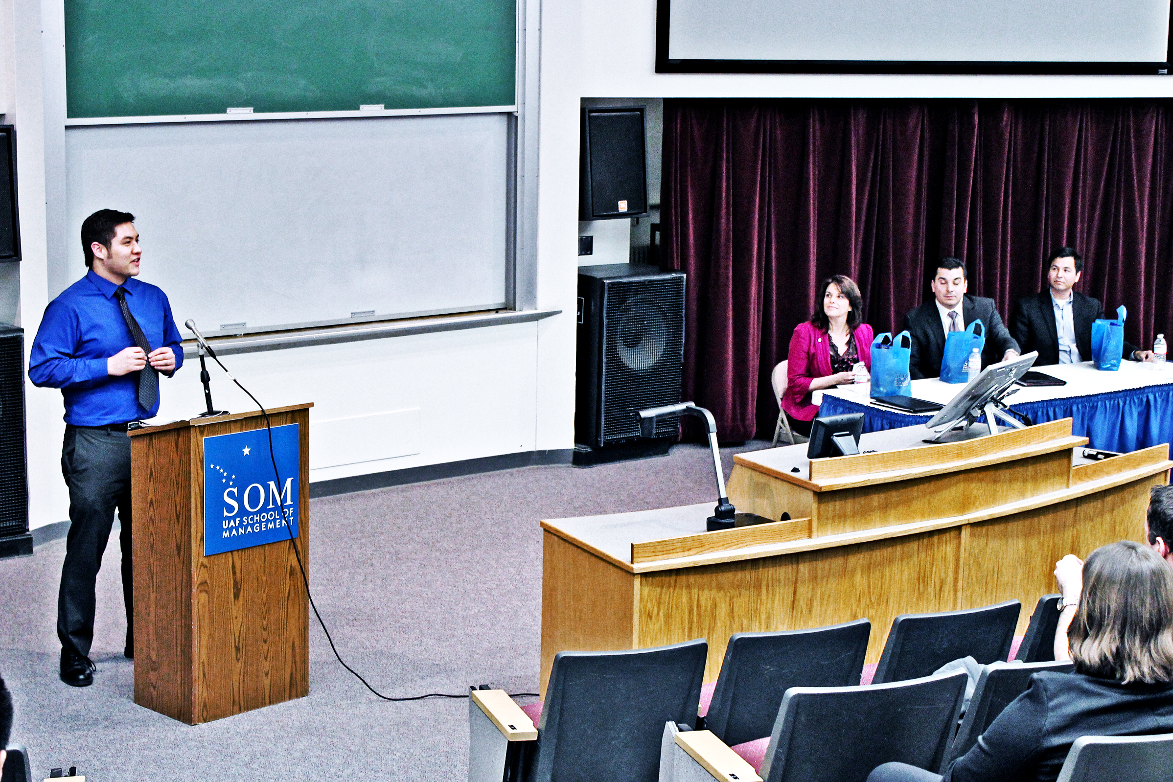 GAAP President Chris Piech and speakers Laura Edmondson of Mikunda & Cottrell, Co. Inc., Charlie Kozak of Arctic Slope Regional Corporation, and Aaron Schutt of Doyon Limited.