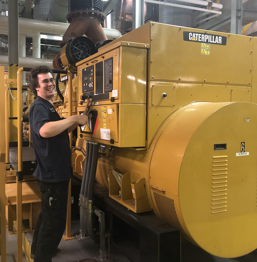 Brennan Palmer at his workplace, Doyon Utilities. . 