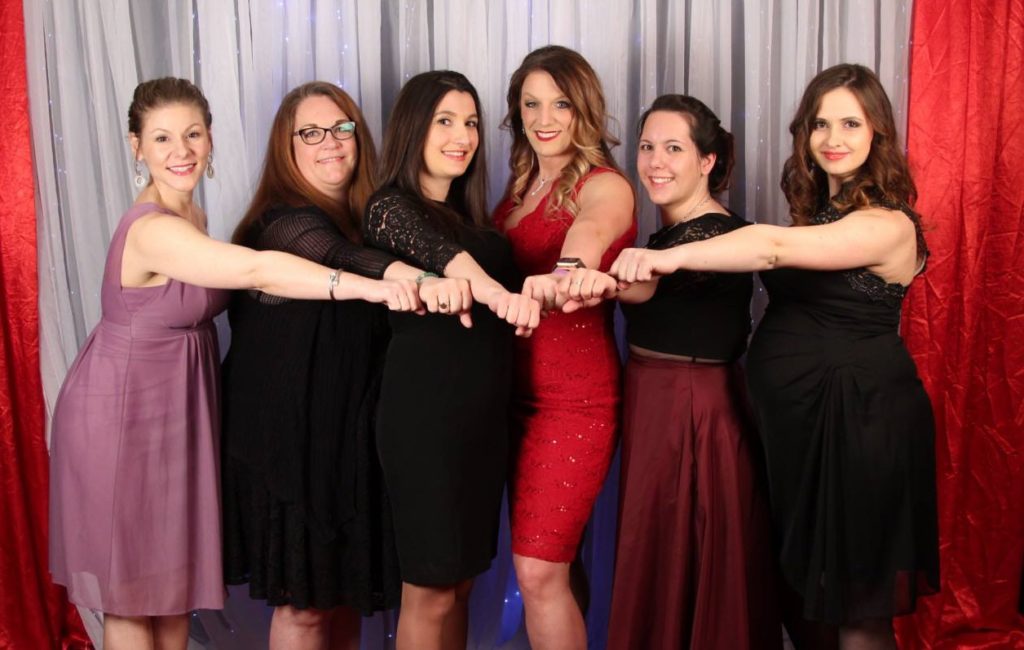  The Fairbanks Chamber team celebrates a successful Military Appreciation Event: Elizabeth Warlick, Amanda Blanchard, Elena Sudduth, Marisa Sharrah, Christina Tachick, and Alla Gutsul. Photo by Isaiah Mangum.