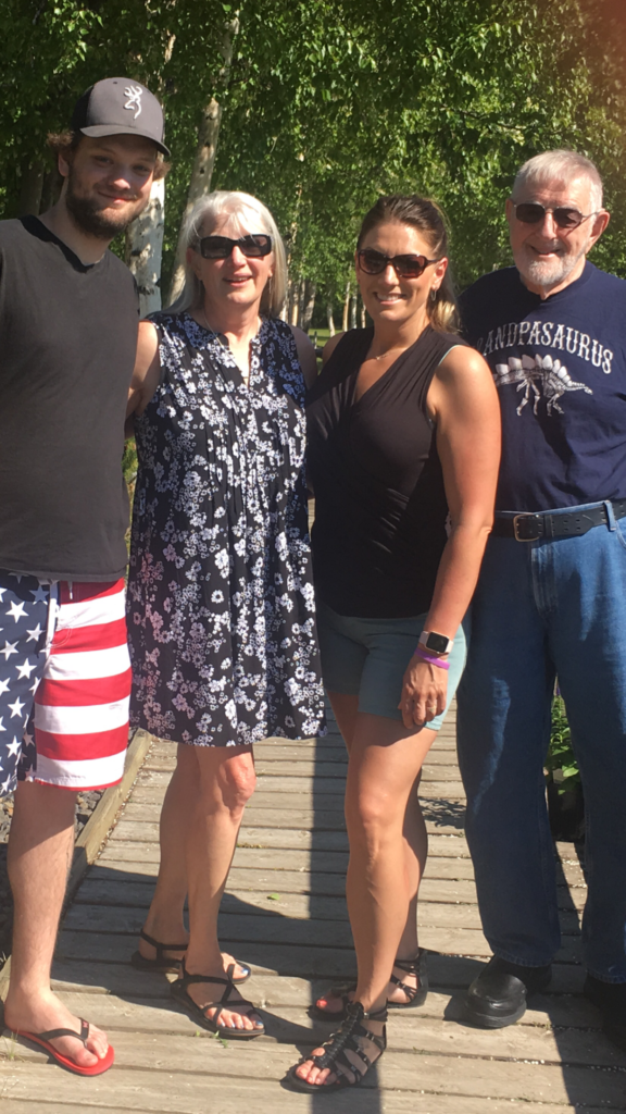 Marisa with her son Thomas, mom Teresa, and grandpa Tom during grandpa’s annual visit to Alaska in 2017