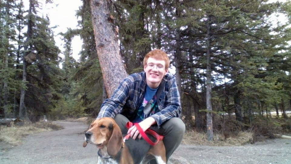 Mathew with his dog, Beezlebub