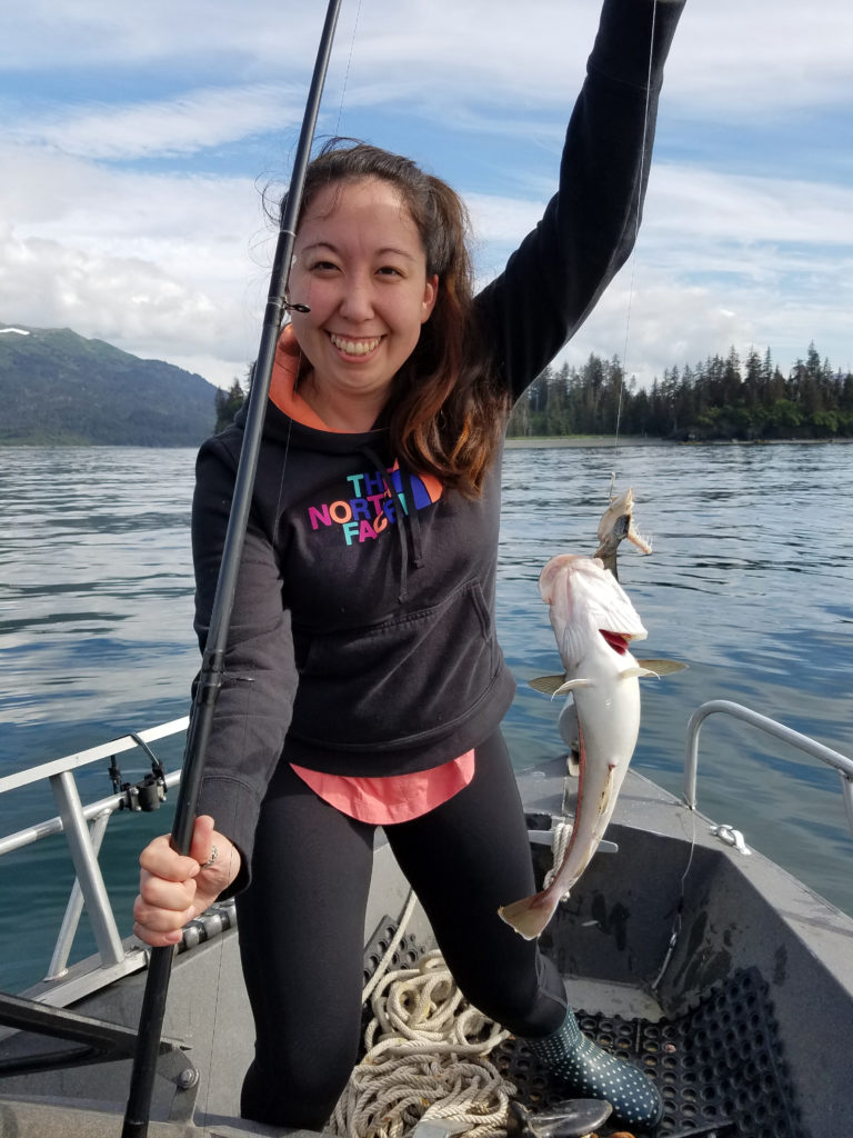 Tara fishing in Homer