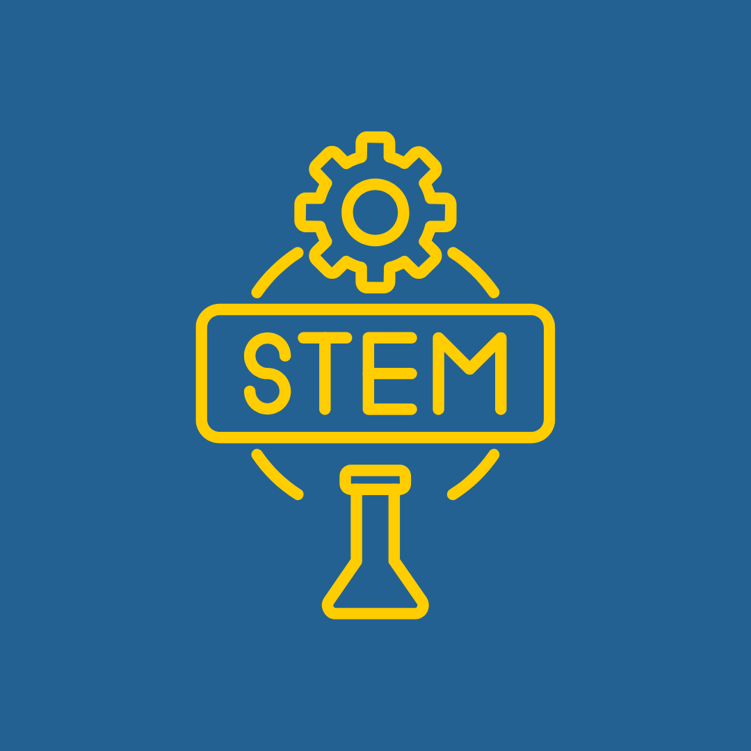 STEM icon yellow with blue background