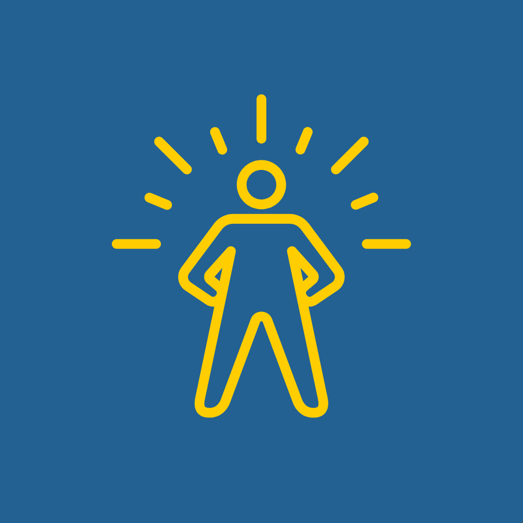 yellow icon of person with blue background