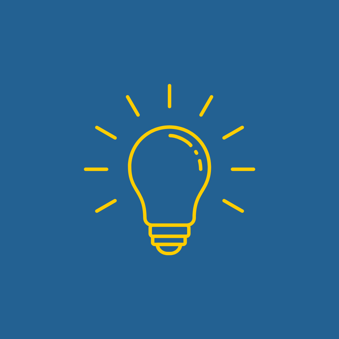 Lightbulb icon yellow with blue background